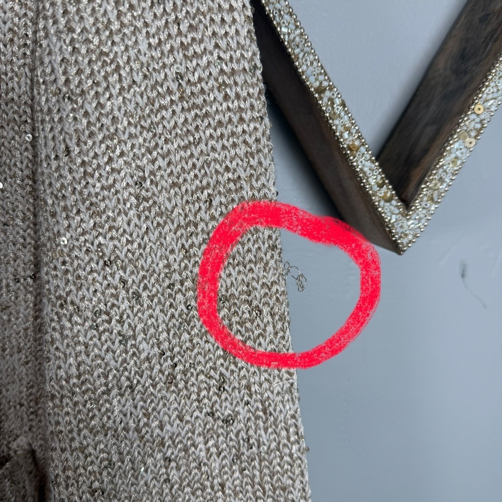 Marled Textured Knit Cardigan Sweater SMALL Oatmeal Coastal Cottage Quiet Luxury - Picture 4 of 13